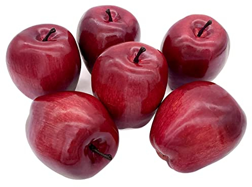 Lorigun Künstliche Äpfel gefälschte Früchte rote köstliche Äpfel für Dekoration, dekorative Frucht, Imitat große rote Äpfel 6 Stücke
