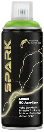 SPARK Sprühdose 400ml – Matte Sprühfarbe für Künstler, DIY, Modellbau & Möbel – Hohe Deckkraft, schnelltrocknende Spraydose - Kiwigrün