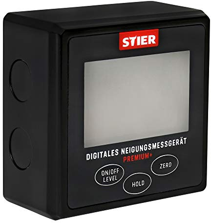STIER Digitales Neigungsmessgerät | Ausgestattet mit LCD-Display, Ermöglicht exakte Messungen und Prüfungen bis zu ±0,2° Genauigkeit