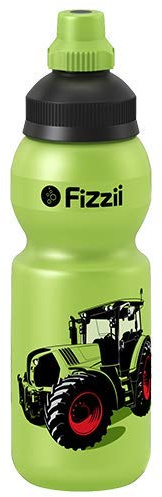 Fizzii Kinder- und Freizeittrinkflasche 330 ml (auslaufsicher bei Kohlensäure, schadstofffrei, spülmaschinenfest, Motiv: Mini Trecker)