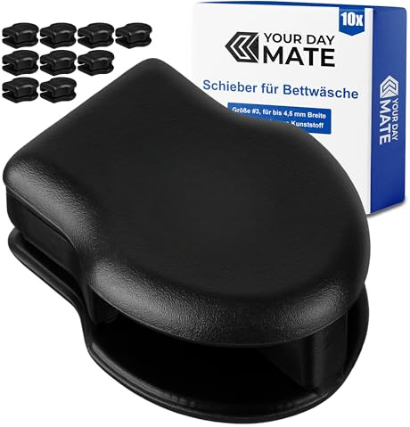 Schieber für Bettwäsche Reißverschluss, 10 Stück, in Schwarz, Größe 3, für 4,5 mm Breite Nylon Spirale, für Bettbezug, Kopfkissenbezug, Ersatz Zipper Reissverschluss, RV Reparatur Bett Wäsche Bezug