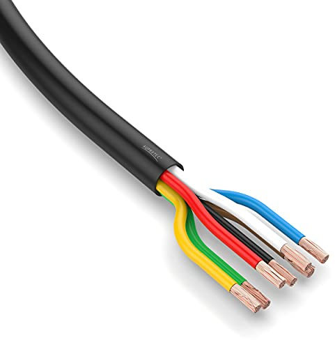 Auprotec Câble de véhicule 5 m - 6 x 1,5 mm² + 1 x 2,5 mm² - Câble rond 7 fils - Câble électrique FLRYY - Pour remorque de voiture