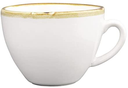 Olympia Kiln Coffee Cups Chalk Porcelain 230ml 8oz, White (Pack of, 230 ml | Dishwasher safe with a hand-applied drip-dry rim for an artisan look, showcasing a reactive glaze that adds texture.