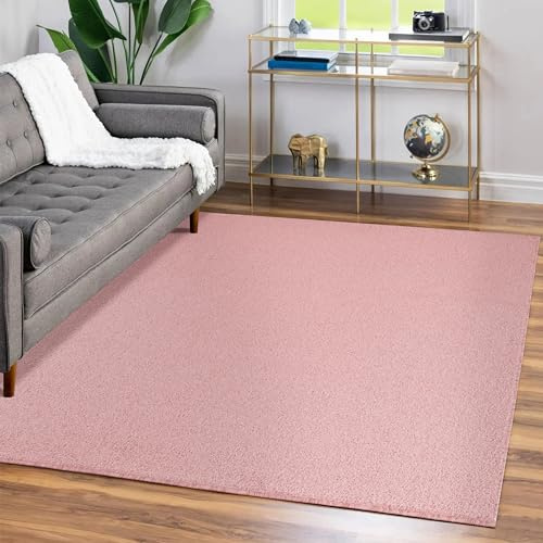 Teppium Moderner Kurzflor Teppich Läufer Flur 80 x 150 cm Rosa - Waschbarer Teppich, Flauschig und Weich - Ideal als Bettvorleger im Schlafzimmer, Küchenläufer oder Wohnzimmerteppich
