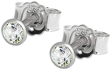 NKlaus Paar Ohrstecker 2,5mm Weißgold 333 8 Karat Gold Ohrringe Kristall Zirkonia Weiß Weiß Damen Herren Ohrstecker