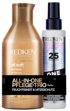 Redken Pflegeset mit All Soft Shampoo für trockenes und brüchiges Haar & feuchtigkeitsspendendes One United Multi-Benefit-Treatment