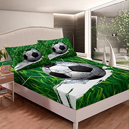 Juego de sábanas de fútbol para niños y niñas, juego de cama ajustable 3D America Football Tamaño doble funda de cama 2 piezas