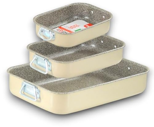 KORAT - Set 3 Teglie Forno Rettangolare per Forno Antiaderenti Stampo per Forno Rostiera Antiaderente Teglia per Friggitrice ad Aria per Torte Lasagne Brownie