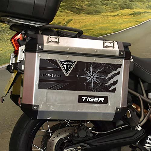 LABELBIKE 3D Aufkleber Motorradtaschen kompatibel mit Triumph | Tiger 850 900 1200, Harzschutz, Kratzfest, Dekoration, Carbon Black Grey
