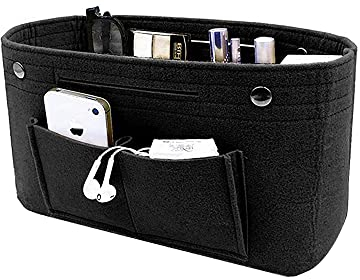 QINERSAW Taschenorganizer Filz Handtaschen Organizer Schwarz Innentasche für Handtaschen Filz Tasche Organizer Taschen Innen Filztasche 25 x 10 x 15cm Bag in Bag Handtasche für Tote Neverfull Speedy