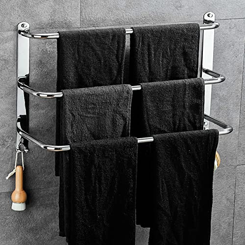 Yeegout Barra de Toalla de 3 Niveles sin Taladro Soporte Toallero de Acero Inoxidable para baño Cocina e Inodoro, 50cm Plata