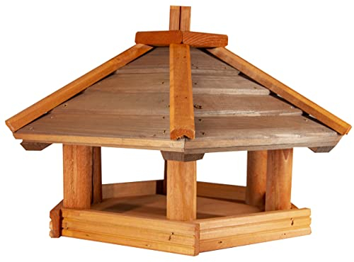 Vogelhaus zum Aufhängen - Vogelfutterhaus ohne Ständer - Futterhaus für Vögel - Vogelhäuser aus Holz - robuster Vogelhäuschen für Garten und Balkon - 31,5x40x36 cm