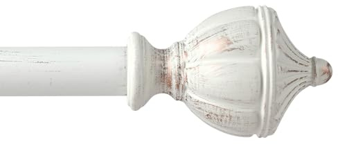 Gardinenstange mit 25 mm Durchmesser, ausziehbar, 120–300 cm, Weiß mit Kronen-Endstücken. Inklusive Halterungen, Befestigungssets. 71,1–121,9 cm, verstellbar, für Wohnzimmer, Schlafzimmer, Küche, Büro