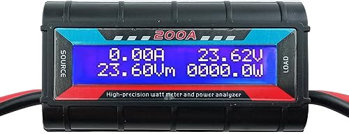 LoveDeal 200A High Precision RC Watt Meter Power Analyzer Voltage Amp Meter, Wattmeter Tester Amp Meter Monitor with Real-time Reading Backlight Digital LCD Screen for Battery, Solar, Wind Power