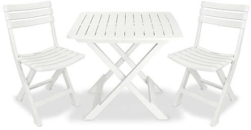 ARKEM 3-TLG. Bistro-Set GartenmöBel Set GüNstig Balkontisch Bistrotisch Garten Sitzgruppe Klappbar Kunststoff Weiß