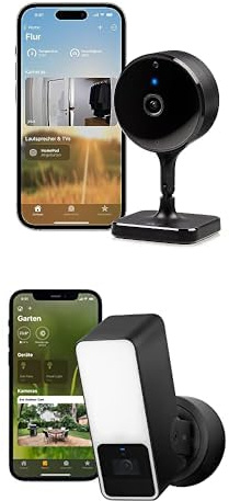 Eve Smarte Apple Home Überwachung Outdoor Cam – Smarte Überwachungskamera mit Flutlicht, Nachtsicht, Bewegungsmelder Cam - Smarte Innenkamera, 1080p-Auflösung, WLAN, 100 Prozent Privatsphäre