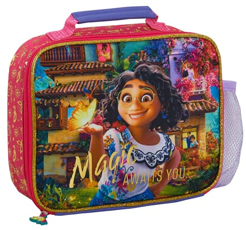 Disney Encanto Lunch Bag with Bottle Holder Girls School Lunchbox Insulated Cooler Bag