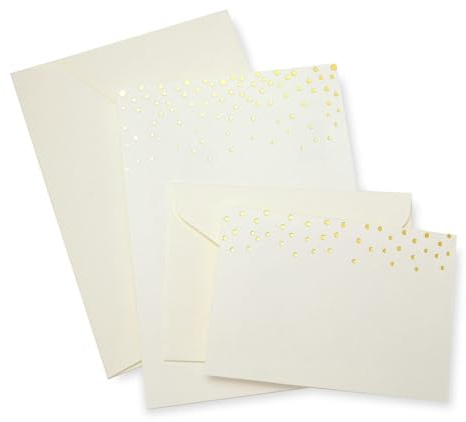 Gartner Studios Gold Foil Dots Print-at-Home Wedding Invitation Kit, Includes Response Cards, Cream White, 5” x 7” and 3.5” x 5”, Set of 50, 47027