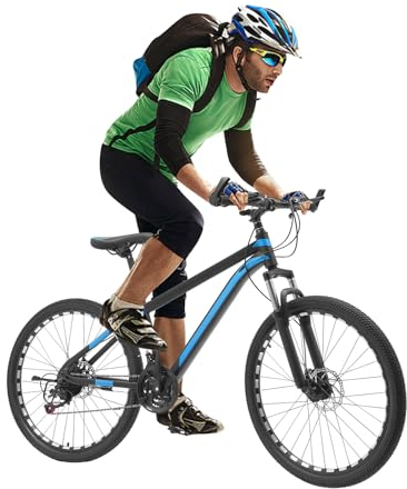 HUSPOO 26 Zoll Mountainbike 21 Gang Camping MTB Mountainbike mit Doppel Bremse Unisex Erwachsene Mountain Bike für Outdoor Reisen Camping