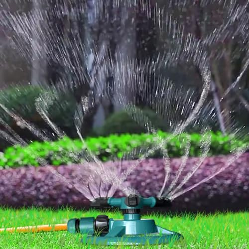 Joycube Aspersores de riego, aspersor de jardín, aspersor de agua para patio y niños, sistema de riego de rotación automática de 360 grados, cobertura de área grande