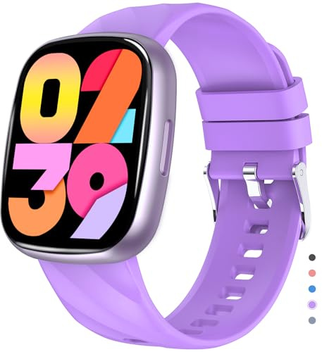 PTHTECHUS Fitness Tracker Montre pour Enfants, Montre Intelligente étanche IP67, 100 Modes de Sport, Jeux, Podomètre, Moniteur de Sommeil, Cadeau pour Filles Garçons Adolescents 6-12