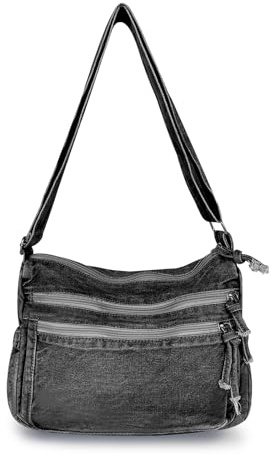 AdiStylinno Denim Hobo Bags für Damen, Retro Canvas Umhängetasche Leichte Crossbody Bag große Kapazität Jean Handtasche