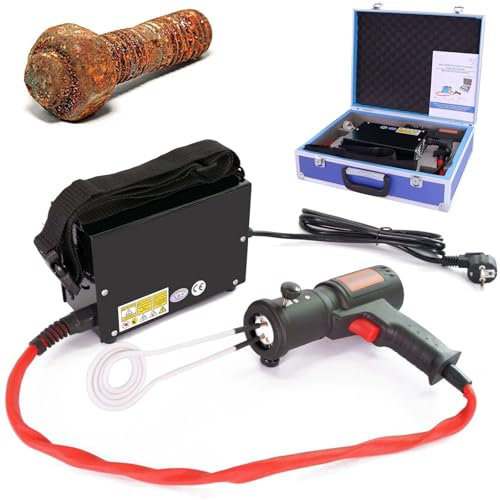 Magnetisk induktionsvärmaresats, 1500W högintensiv handhållen magnetvärmare, bultborttagningsverktyg Flamlöst värmeverktyg for billastbil(Black)