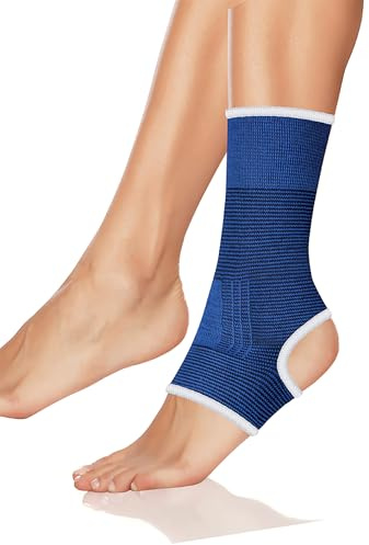 Edco FUßBANDAGE Gr.-L elastisch blau Sprunggelenkbandage Knöchelstütze Fußgelenk Bandage Sportbandage Sport Fitness Training (Größe L - 21)