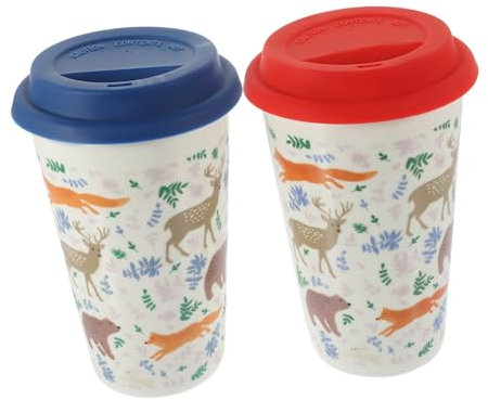 OFFSCH Keramiktasse Ohne Griff Für Weihnachten Mit Silikonabdeckung Für Kaffee Tee Und Andere Getränke Geeignet Für Zuhause Und Büro