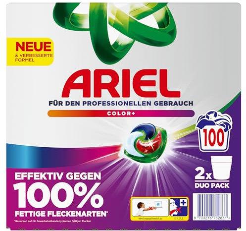 Ariel Professional All-in-1-Pods Waschkapseln Color+, bekämpft alle Arten von Fettflecken, für den professionellen Gebrauch