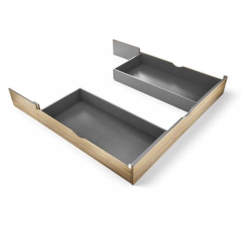 ASCHAU 2er Set Bettkästen Bettschubkästen Mauvella Eiche Optik Graphit | 184 x 25 x 181 cm (B/H/T), zusätzlicher Stauraum, beidseitig verwendbar, passend für Schlafzimmer