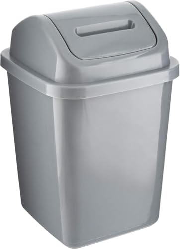 ZYBUX 5L Small Swing Top Bin Plastic Waste Bin for Kitchen Bathroom (Grey)