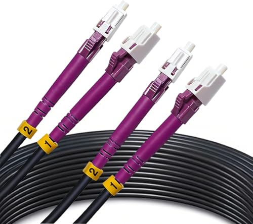 Elfcam - 70 m Cavo in fibra ottica OM4 LC/UPC a LC/UPC Duplex Multimode 50/125um ODM 5.0mm, adatto per installazioni esterne e interne, 70 metri