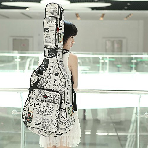 600D Water-resistant Oxford Cloth Newspaper Style Double Stitched Padded Straps Gig Bag Guitar Carrying Case for 40Inchs Acoustic Classic Folk Guitar