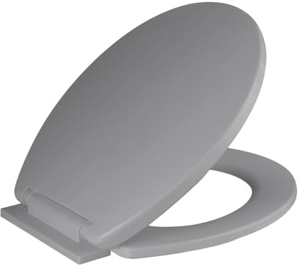 ARVO Abattant WC à fermeture amortie – S'adapte à la plupart des cuvettes standard, charnières inférieures réglables – Gamme économique – Siège de toilette ovale léger – Gris