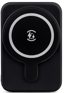 FixRix Powerbank USB C & USB A 5000mAh ultrakompakt schwarz – Magnetisches Wireless Ladegerät mit MagSafe & Qi 5W, LED-Anzeige, flugtauglich, Schutzfunktionen, ideal für Reisen & Alltag