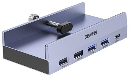 BENFEI 8-in-1 USB C Hub with Secure Clamp – Features 4K@60Hz HDMI, Gigabit Ethernet, 100W PD, 10Gbps 1x USB-C, 2 x USB-A 3.2, 2 x USB-A 2.0 Compatible with MacBook, iPad Pro, iMac, S23, XPS17