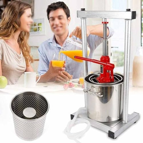 Pressa per Frutta, pressa per Sidro di Vino, pressa per Vino in Acciaio Inossidabile, spremiagrumi Manuale, pressa per Frutta e Vino in Acciaio Inossidabile, per Famiglie (12L)