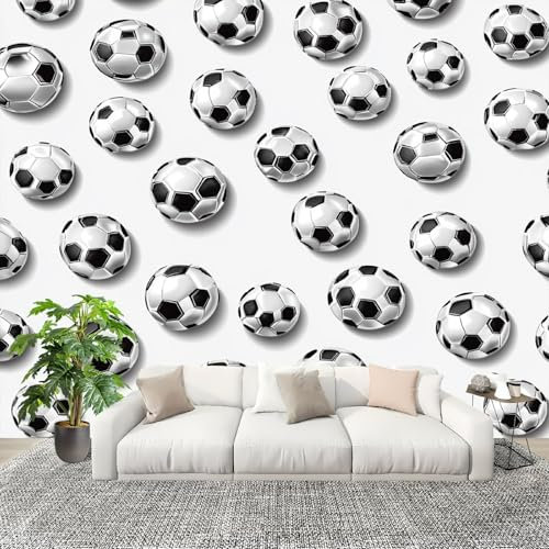 Papel Pintado Pared Interior Panorámico PatróN de FúTbol Simple Papel Tapiz Fotográfico Blanco Póster Gigante de Pared Personalizado 3D Para Salón o Dormitorio 400x280 cm