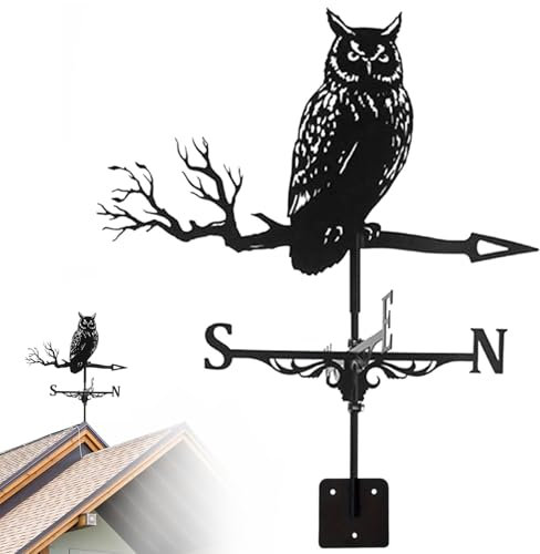 Xoeryoy Valor del Clima, meteorología de meteorología Monte del Techo, meteillo de búho, Veleta para el jardín, Patio, cobertizos, Patio, decoración