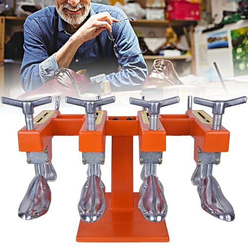 JMOUZHG Máquina expansiva de ensanchador de Zapatos portátil, máquina de Estiramiento reparadora de Zapatos de aleación de Aluminio, para Zapatos de Cuero (4Heads)