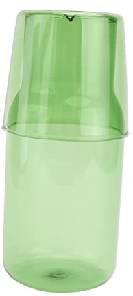Cabilock Vaso y Tetera de Vidrio Borosilicato Resistente al Calor Capacidad Grande para Agua y Bebidas Frías para Hogar Oficina y Hotel Color Verde Hierba Incluye Vaso y Botella de Agua