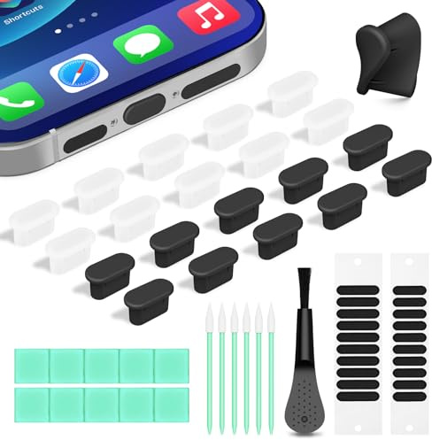 YIWOZI Silicone USB C Dust Plug with Phone Speaker Cover,Type C Dust Covers | 5-in-1 31 Pack USB C Charging Port Cover Cleaning Kit for iPhone 15/16/17/Samsung/One Plus/Google Pixel/All USB C-Port Device