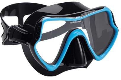 Adult Diving Mask with Nose Cover Anti-fog, HD Tempered Glass Snorkel Mask with Clear 180° Panoramic View, No Leak Swim Pool Goggles for Women Men Youth Unisex Snorkeling Freediving