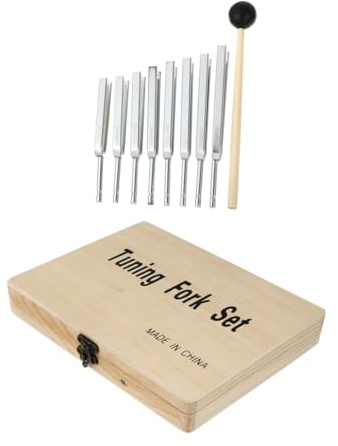Stimmgabelset 8 Stück Musikstimmgabel für Unterricht, Aluminium Silber | Robuste Ausführung, Glatte Runde Oberfläche, Rostarm und Leicht zu Bedienen, für Geige, Bratsche, Cello