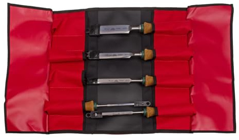 STUBAI Stemmeisen Set mit Korkgriff | 5-teilig (4/10/16/20/30 mm) in robuster Rolltasche | Stechbeitel mit rutschfestem KORK-Heft – ergonomisch, langlebig & präzise | Schreiner & Tischler