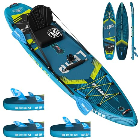 iTAOSTAR L01DP 365cm×88cm Extra Breites Aufblasbares Stand-Up-Paddle-Board - Premium SUP-Board-Set mit 5 Finnen - Ultrastabiles Paddleboard für Erwachsene & Jugendliche - Für alle Könnerstufen