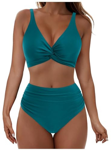 Costume Donna Due Pezzi Curvy Bikini Donna Mare Piscina Fascia A Sportivo Culotte Bagno Top Da Nuoto Perizoma Vita Alta Con Ferretto Xs Coppe Push Up Per Pantaloncini Taglie forti Triangolo Costumi 2