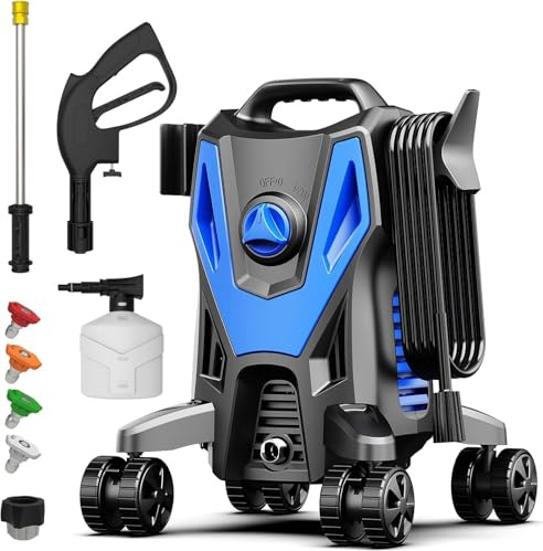 QIOMALA Pressure Washer -4800PSI Power Washer with 4 Quick Connect Nozzles, High Pressure Cleaning Machine with Foam Cannon for Car/Garage/Patio Home Cleaning