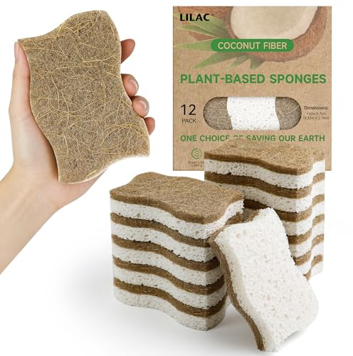 12 Pack Natural Cellulose Non-Scratch Kitchen Scrub Sponges for Dish